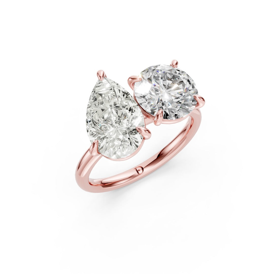 Toi et Moi Pear And Round Cut Engagement Ring