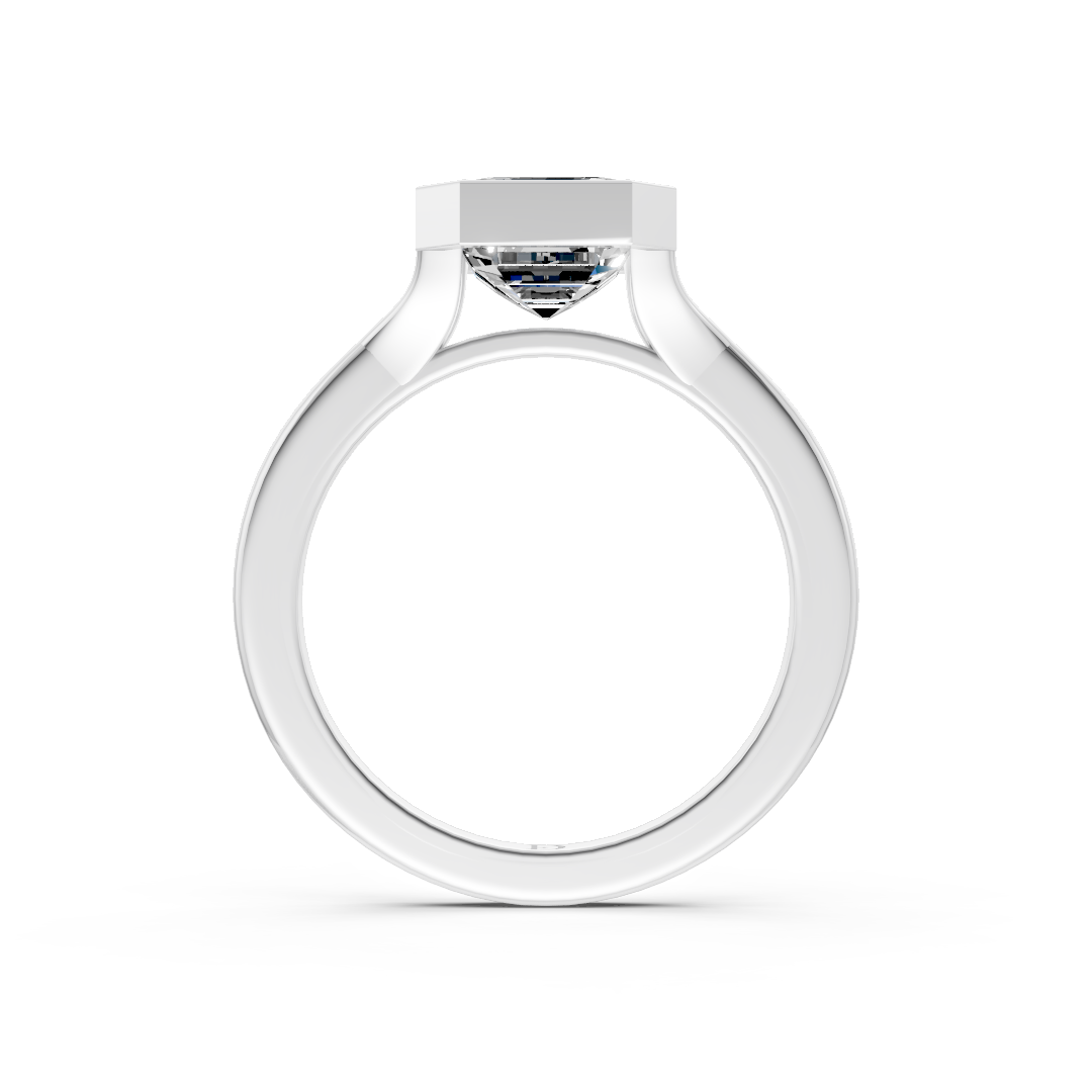 Asscher Bezel Cathedral Shank Ring