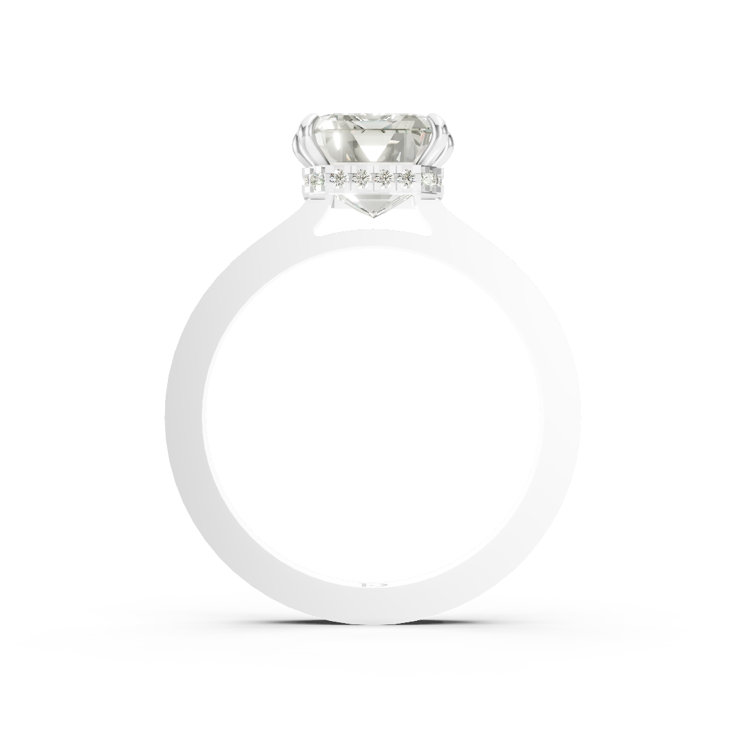 Emerald Solitaire Diamond Hidden Halo Ring