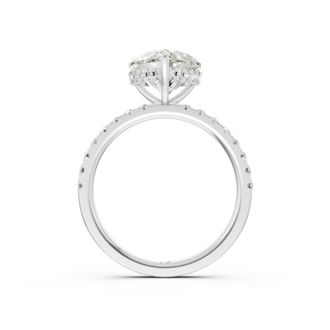 Heart Cut Hidden Halo Pave Set Ring