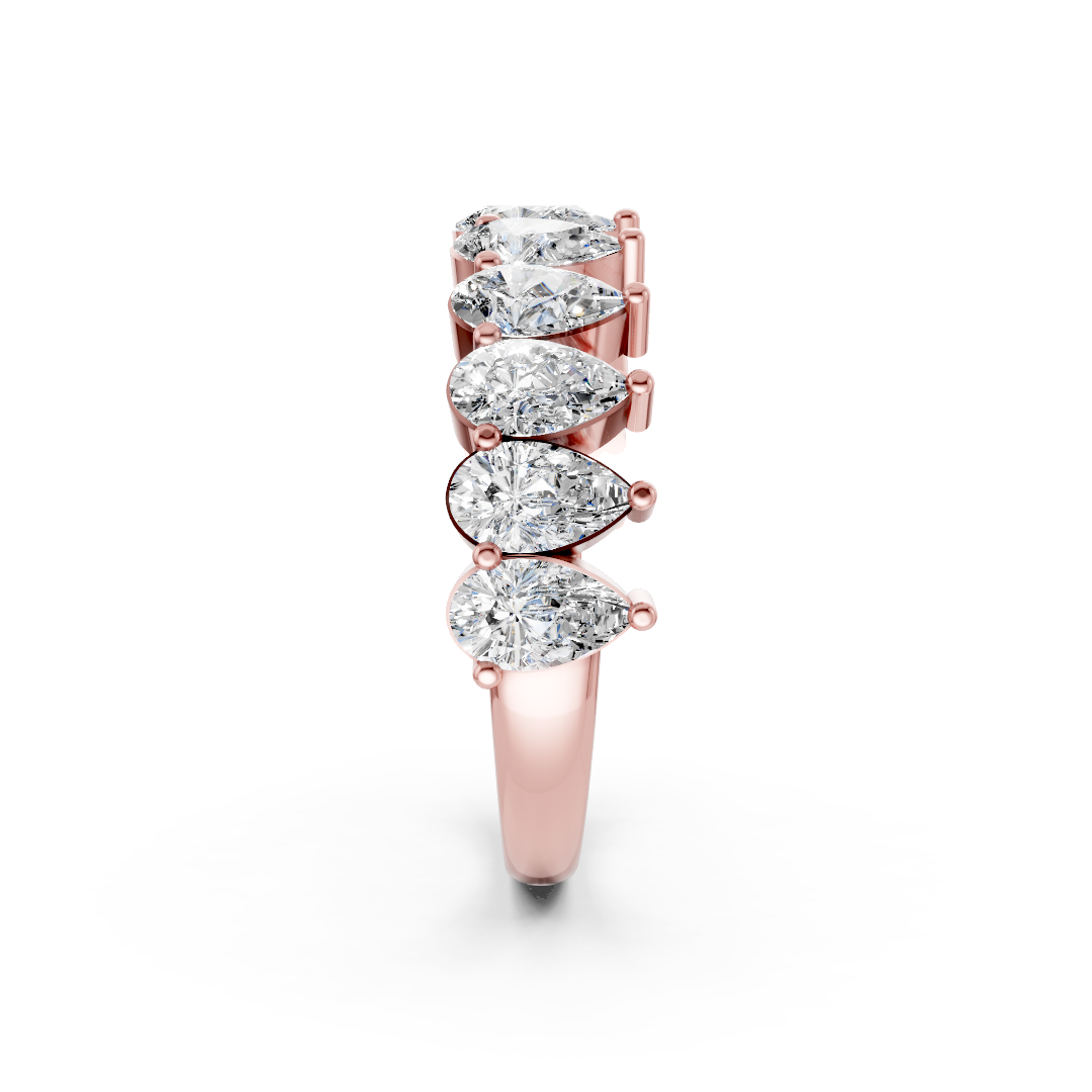 Shared Prong Pear Cut Half Eternity Band