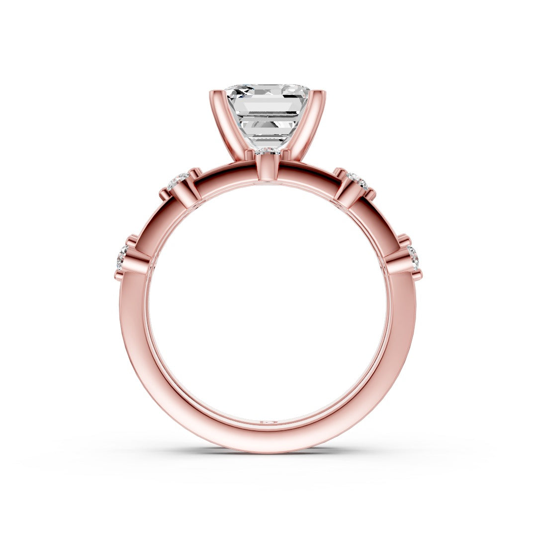 Asscher Cut Lab Diamond Bridal Ring Set