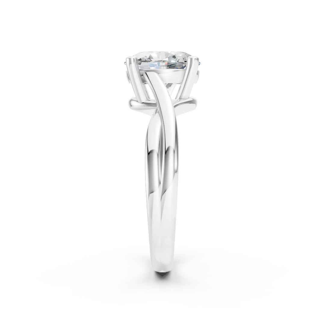 Twisted Shank Oval Diamond Solitaire Ring