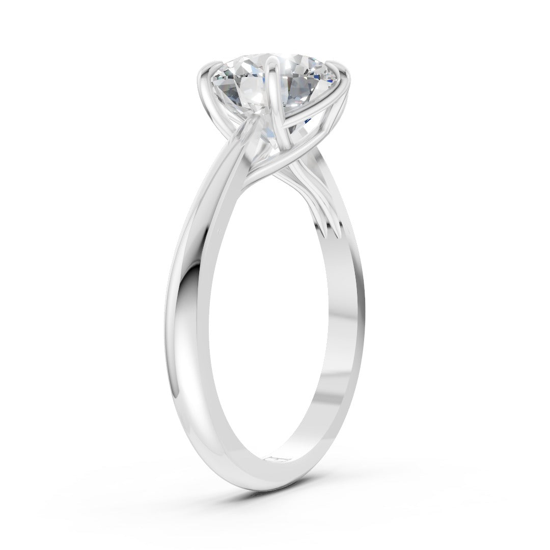 Round Cut Solitaire Cathedral Set Ring With Six Prong