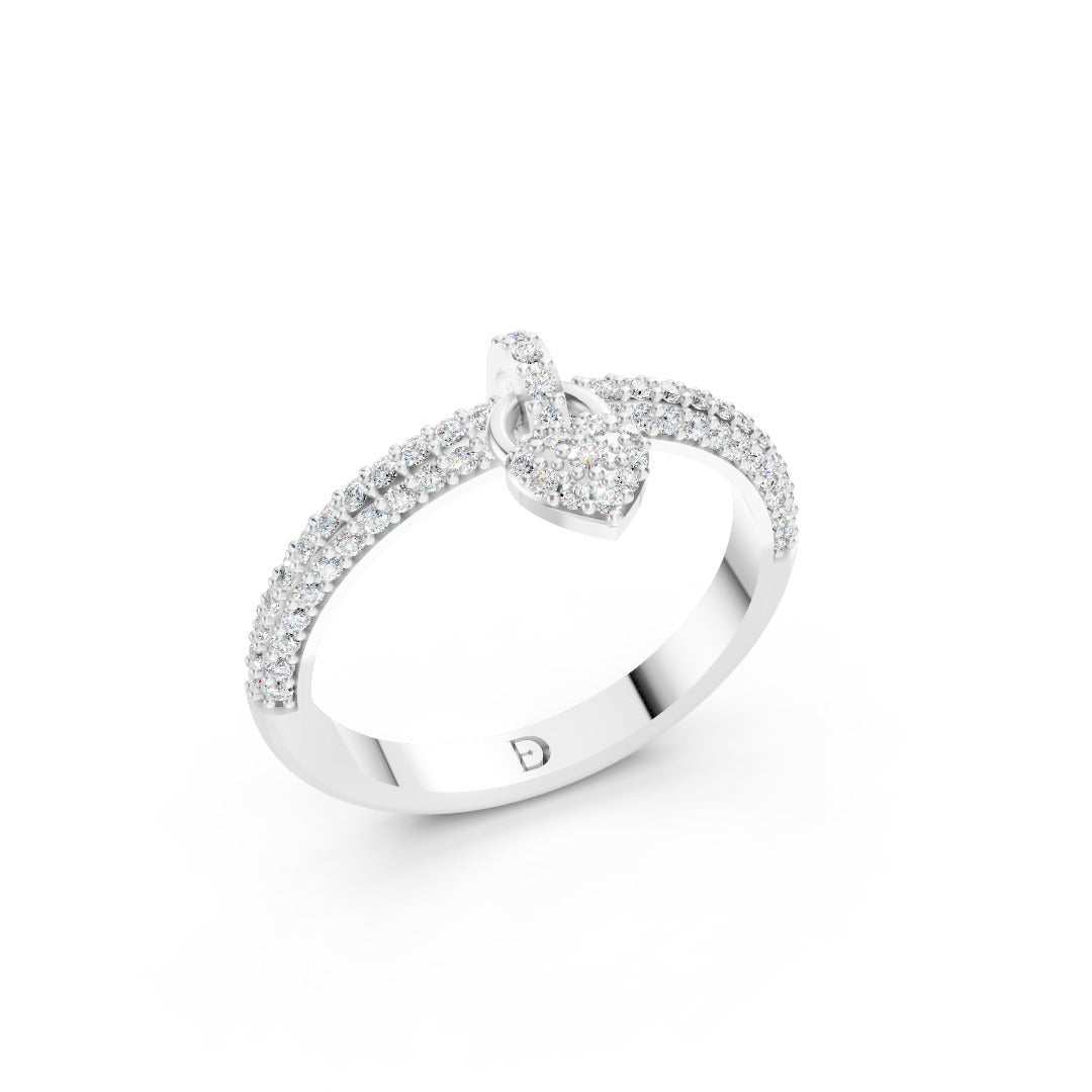Heart-Shaped Round Diamond Multi-Row Engagement Ring