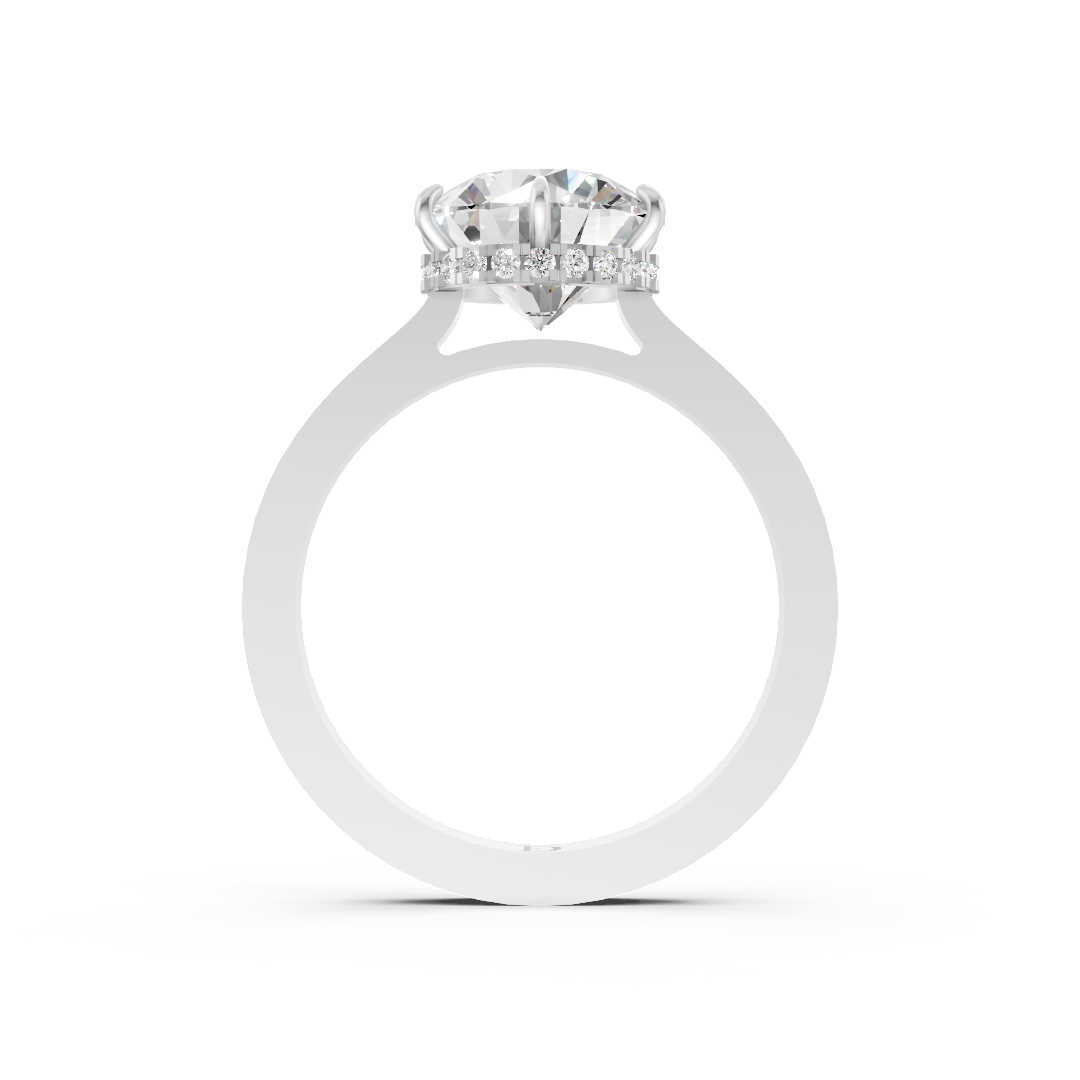 Round Solitaire Diamond Hidden Halo Ring