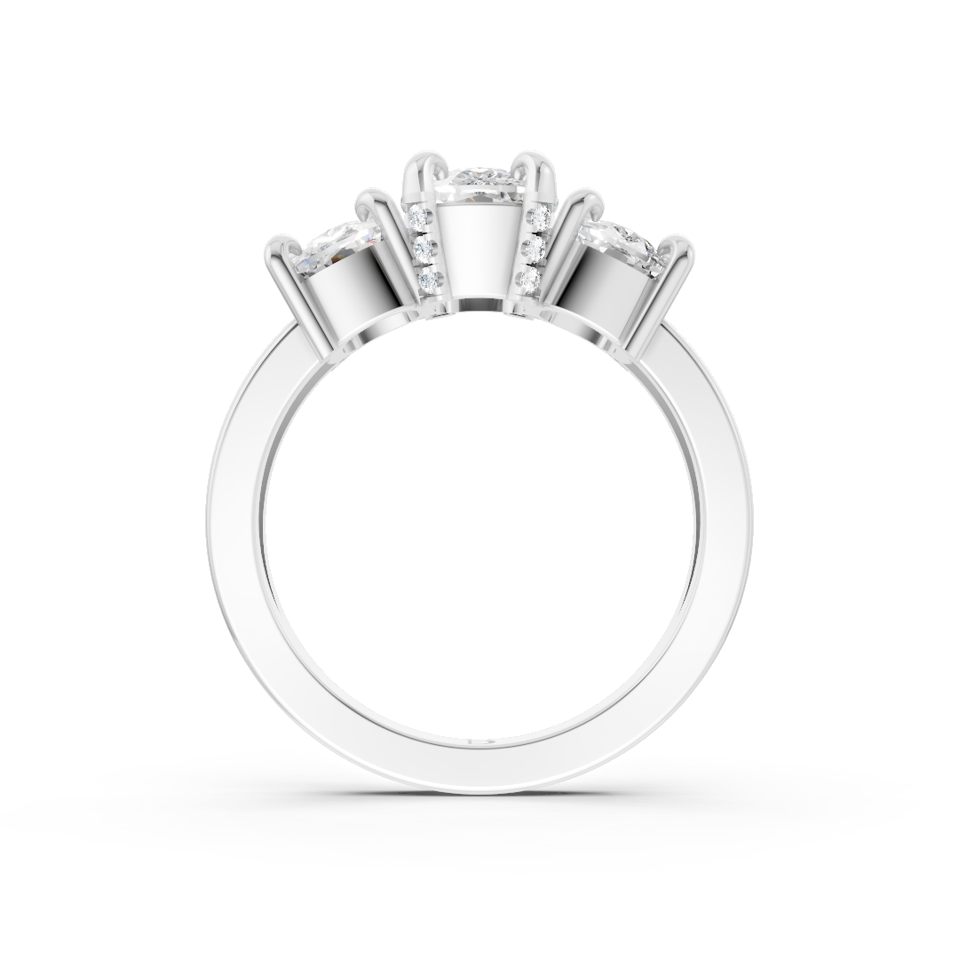 Cushion Lab Diamond Pave Split Shank With Three Stone Ring