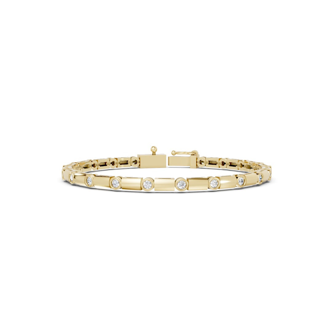 Round Diamond Bezel Link Tennis Bracelet