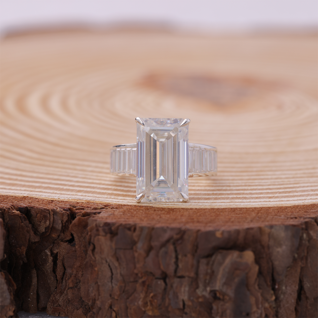 Emerald Cut Claw Prong Diamond Engagement Ring