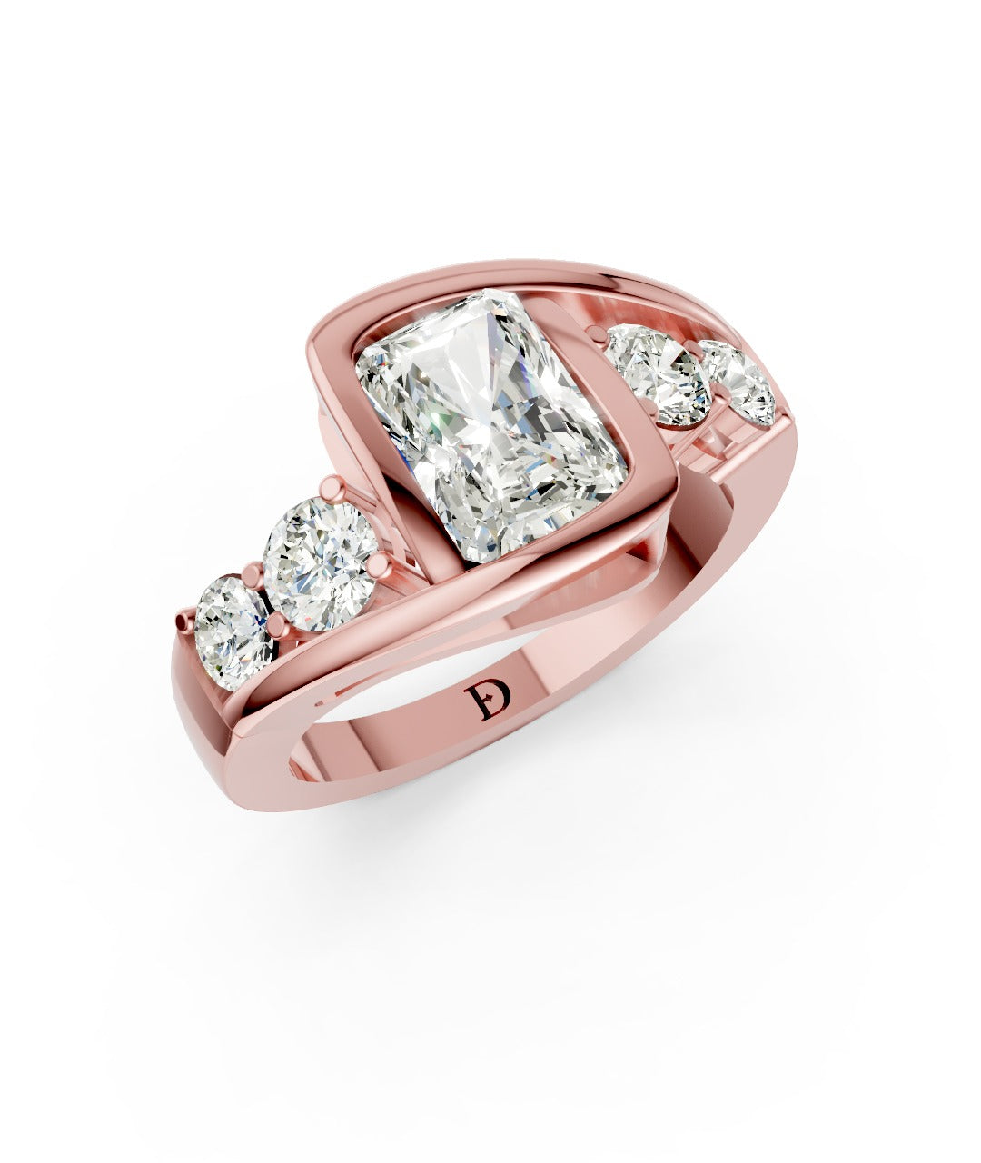 Unique Five-Stone Radiant And Round Diamond Ring