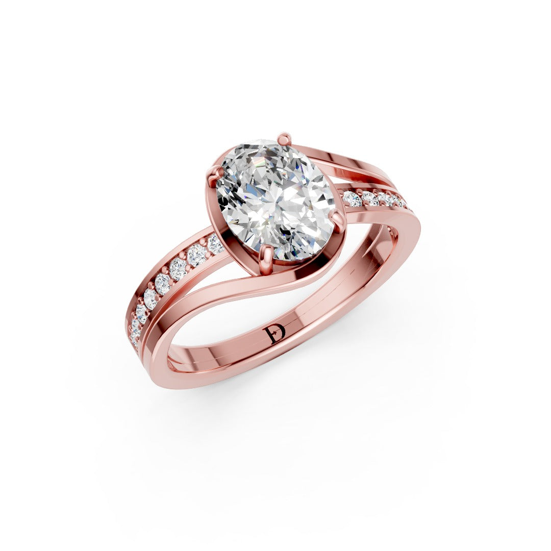 Oval Accented Bypass Lab Diamond Engagement Ring