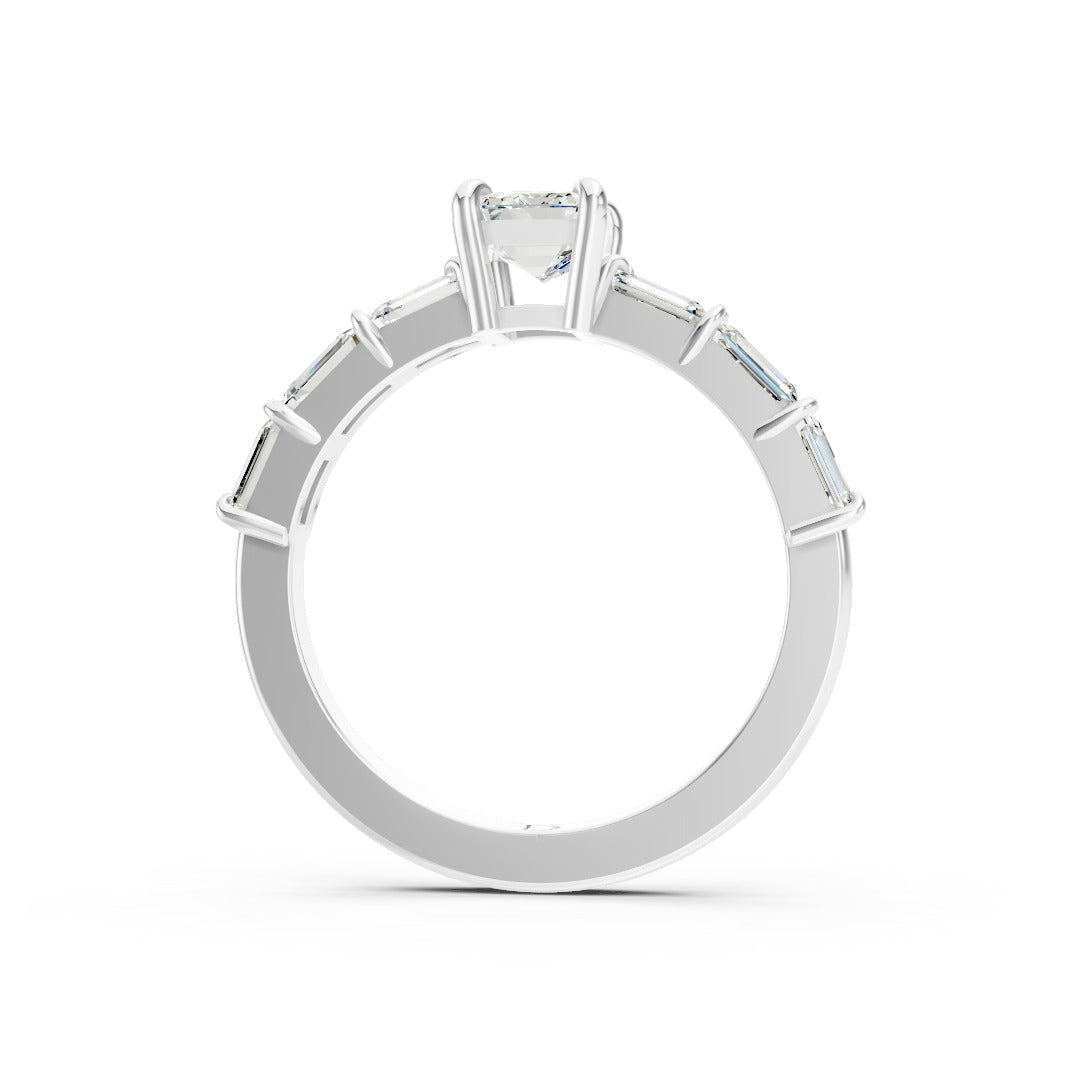 Seven-Stone Emerald Cut Diamond Engagement Ring