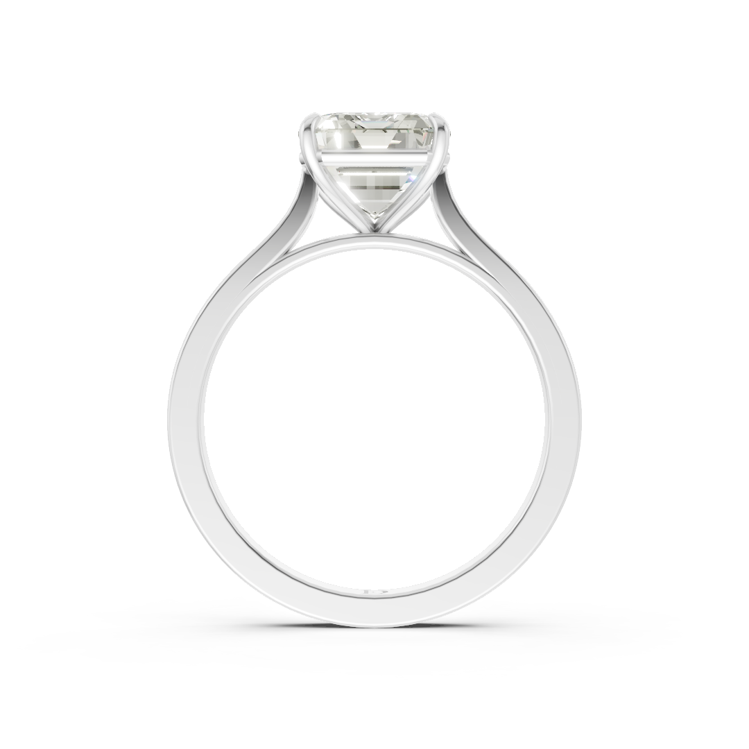 Emerald Solitaire Cathedral Shank Ring