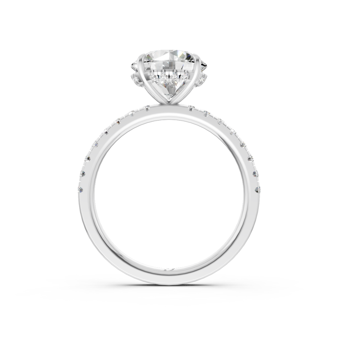 Round Cut Hidden Halo Pave Set Ring