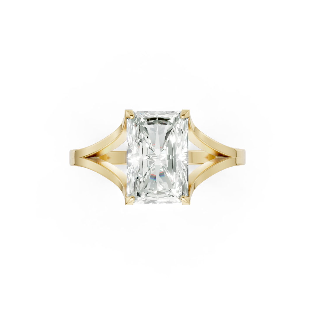 Radiant Cut Minimalist Split Shank Ring