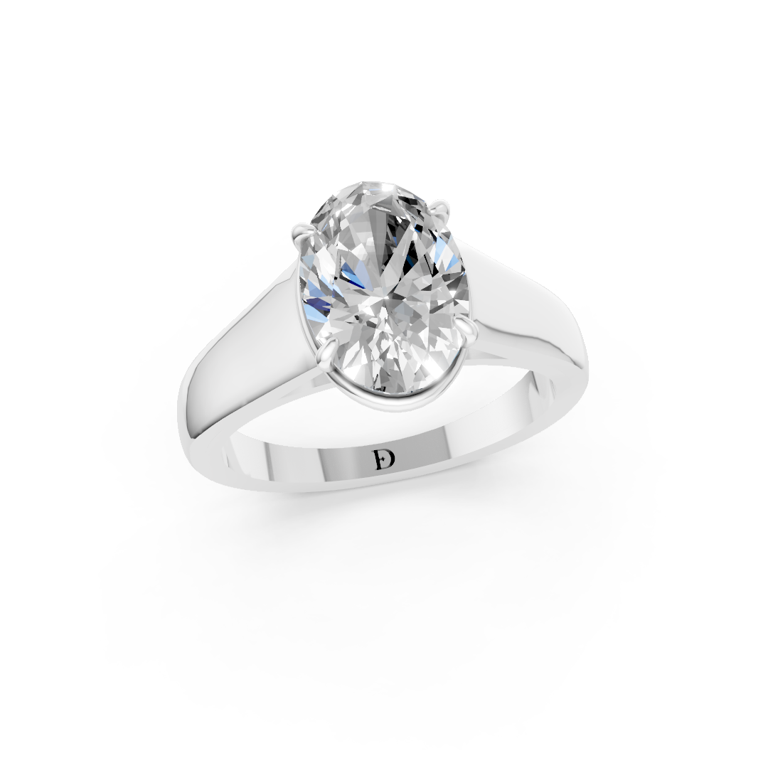 Oval Diamond Tapered Band Ring