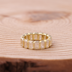 Emerald Cut Full Bezel Set Wedding Band