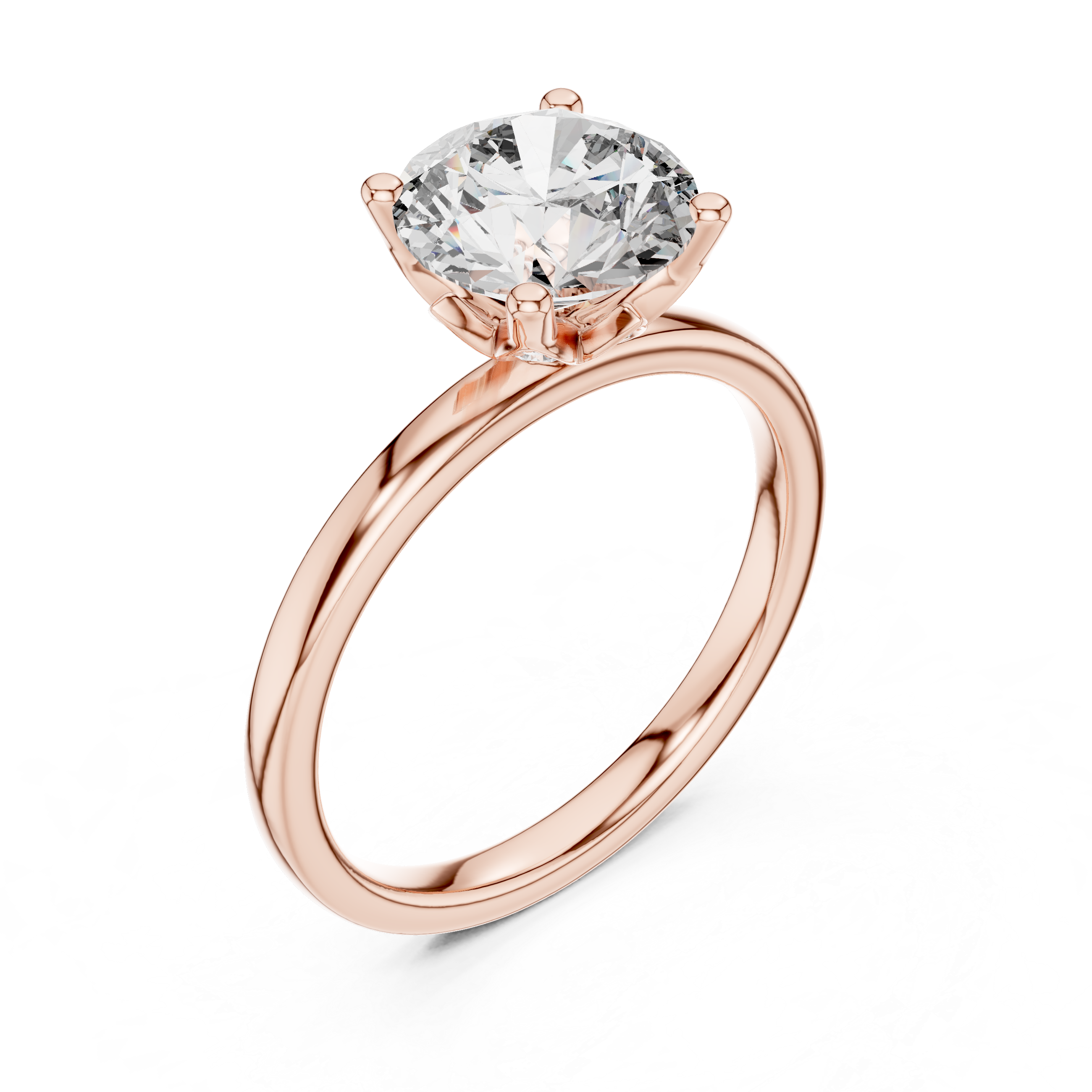 Round Cut Hidden Halo Flora Solitaire Ring