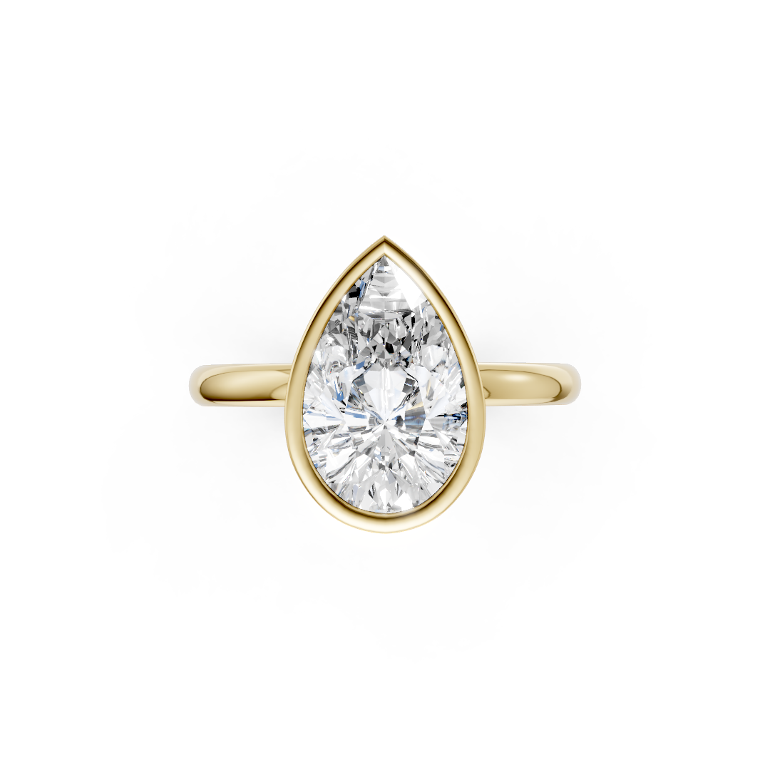 Pear Solitaire Bezel Ring