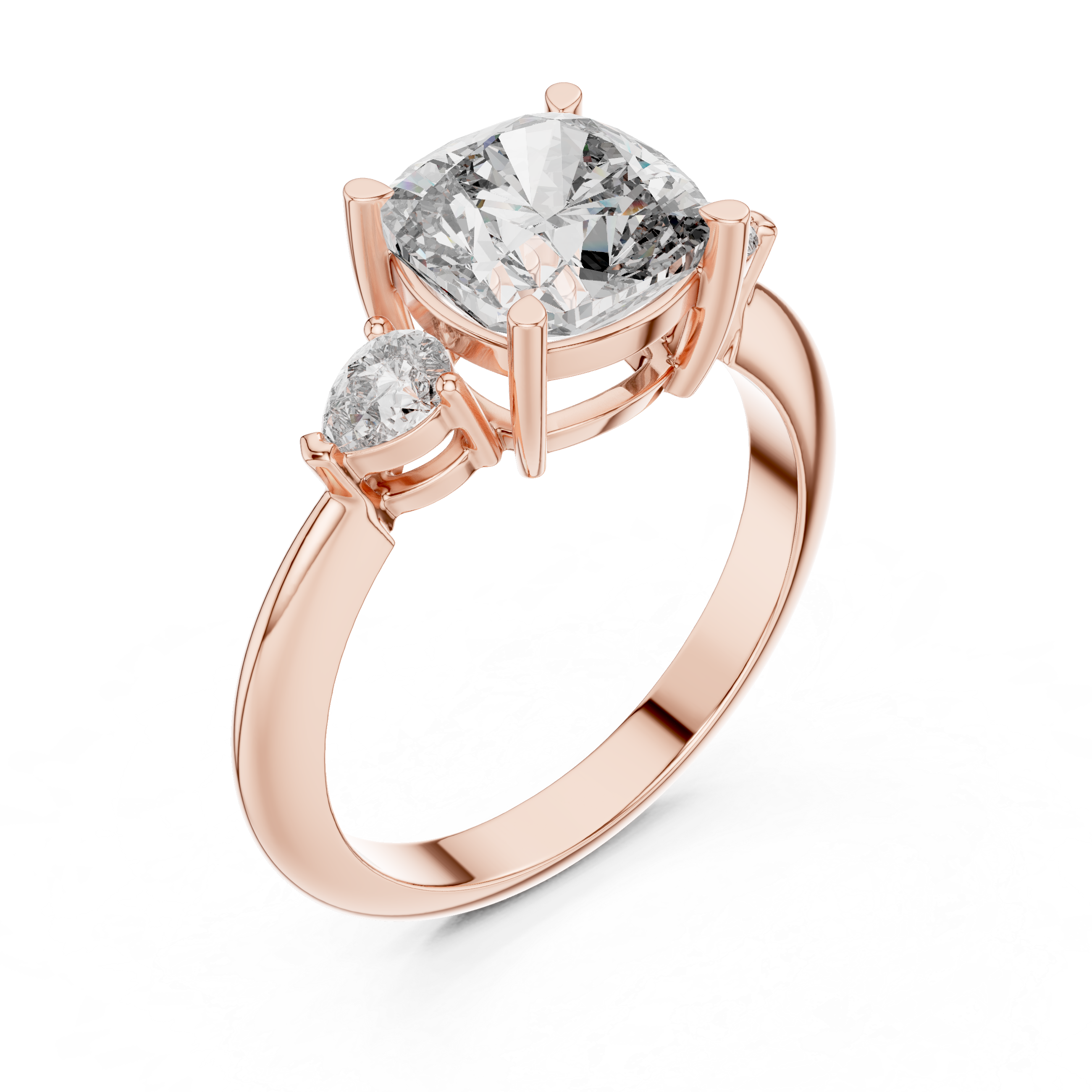 Cushion Diamond Three Stone Ring