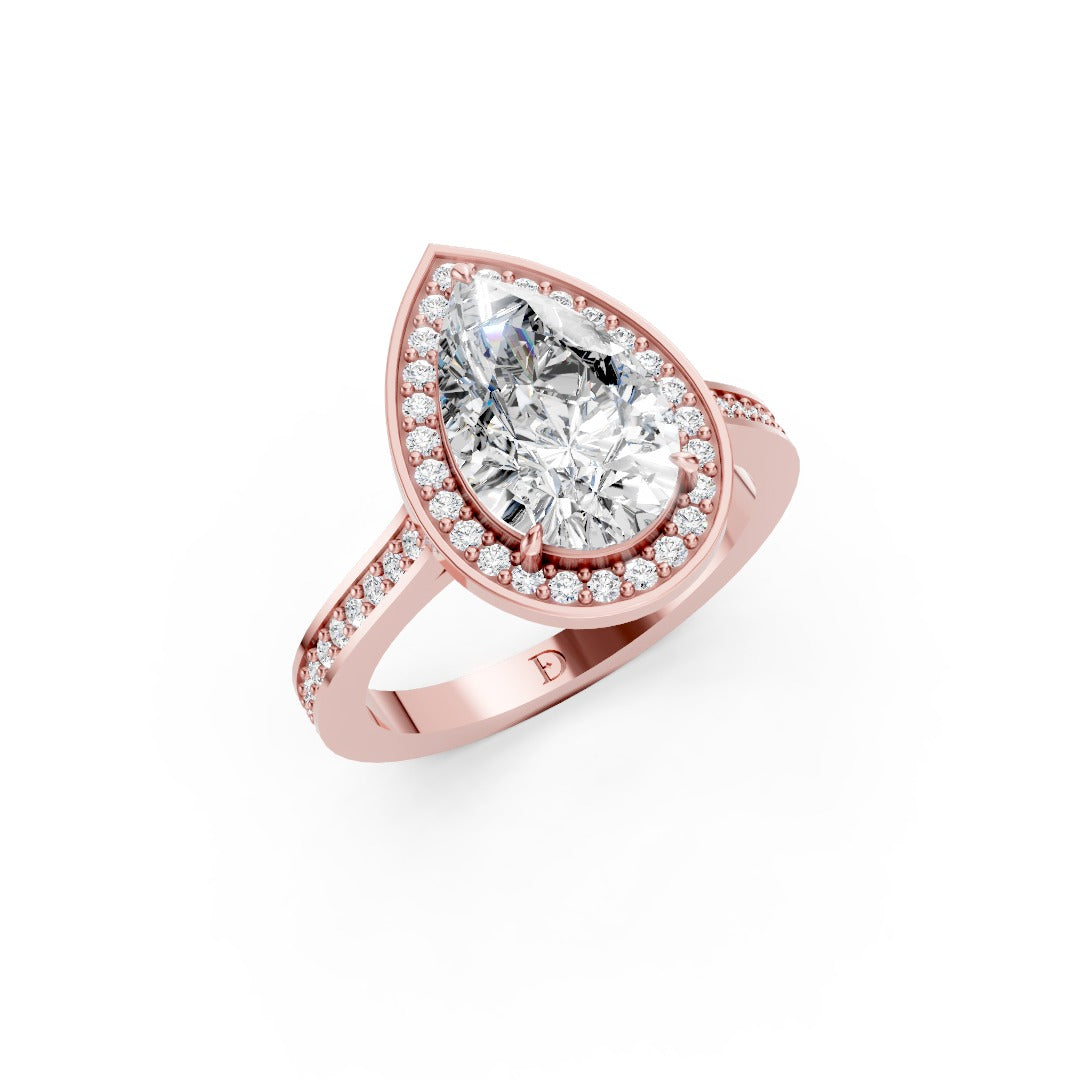 Pear Cut Lab Grown Diamond Halo Engagement Ring