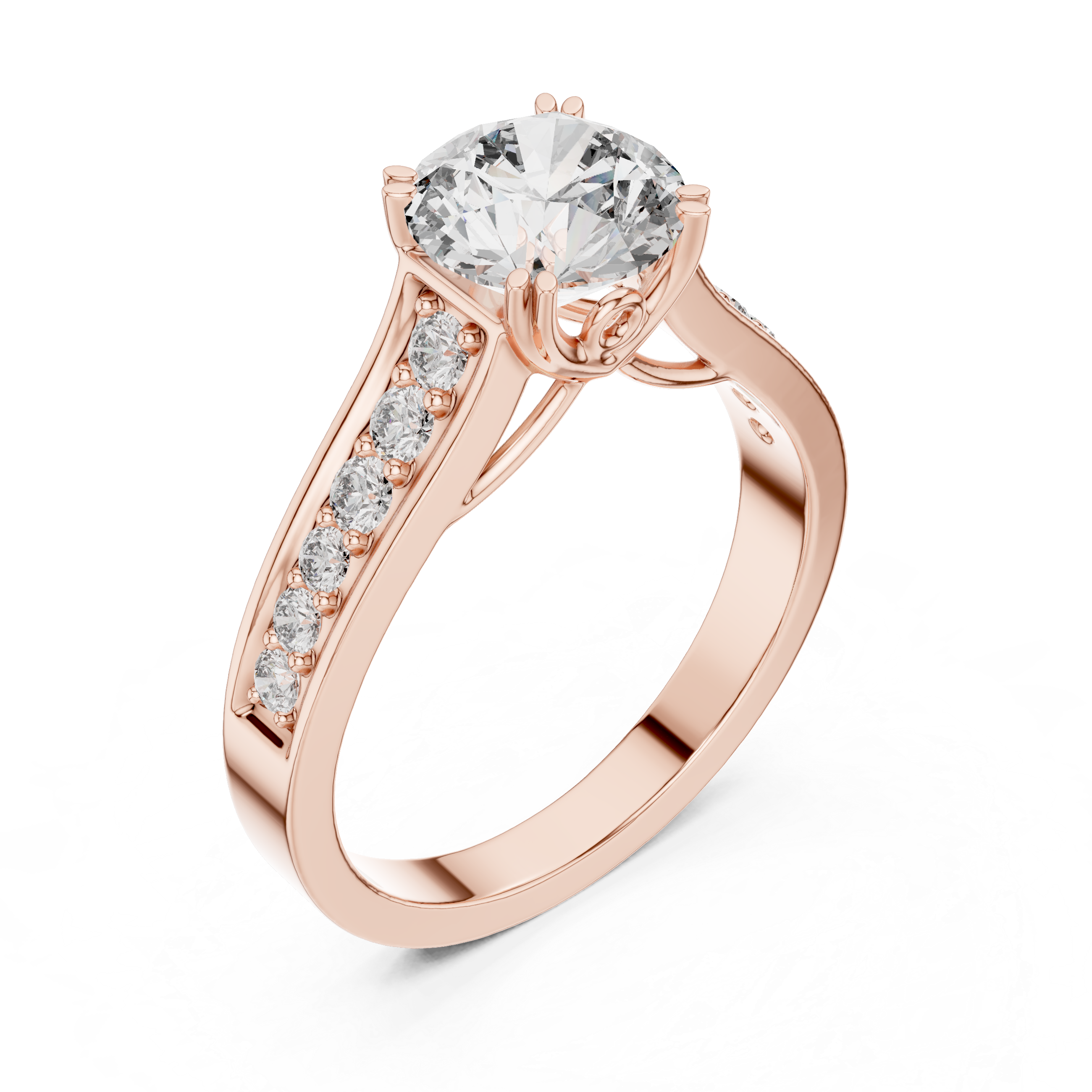 Round Cut Pave Tapered Shank Ring