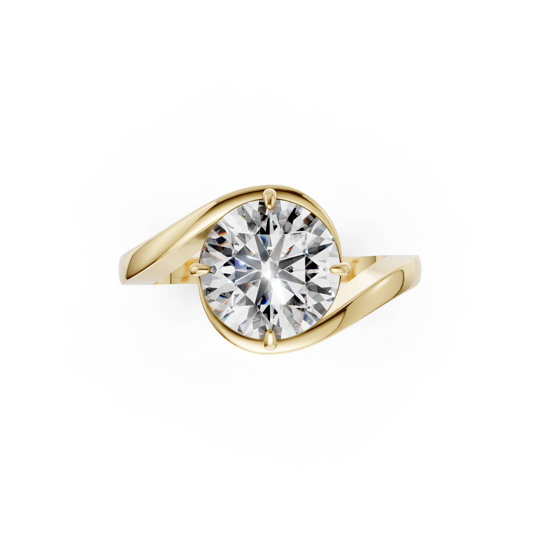 Round Diamond Bypass Shank Ring