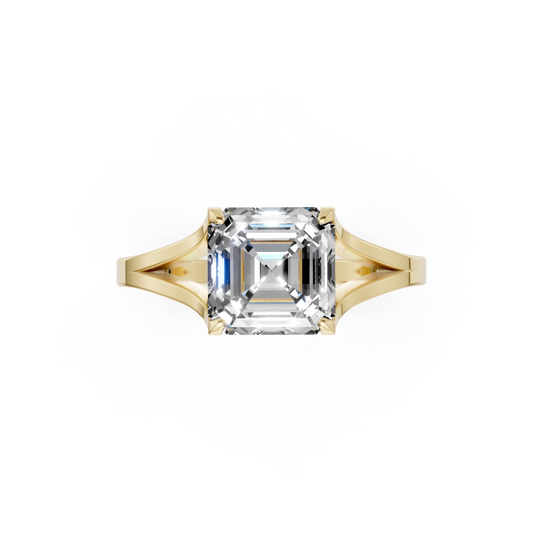 Asscher Cut Minimalist Split Shank Ring