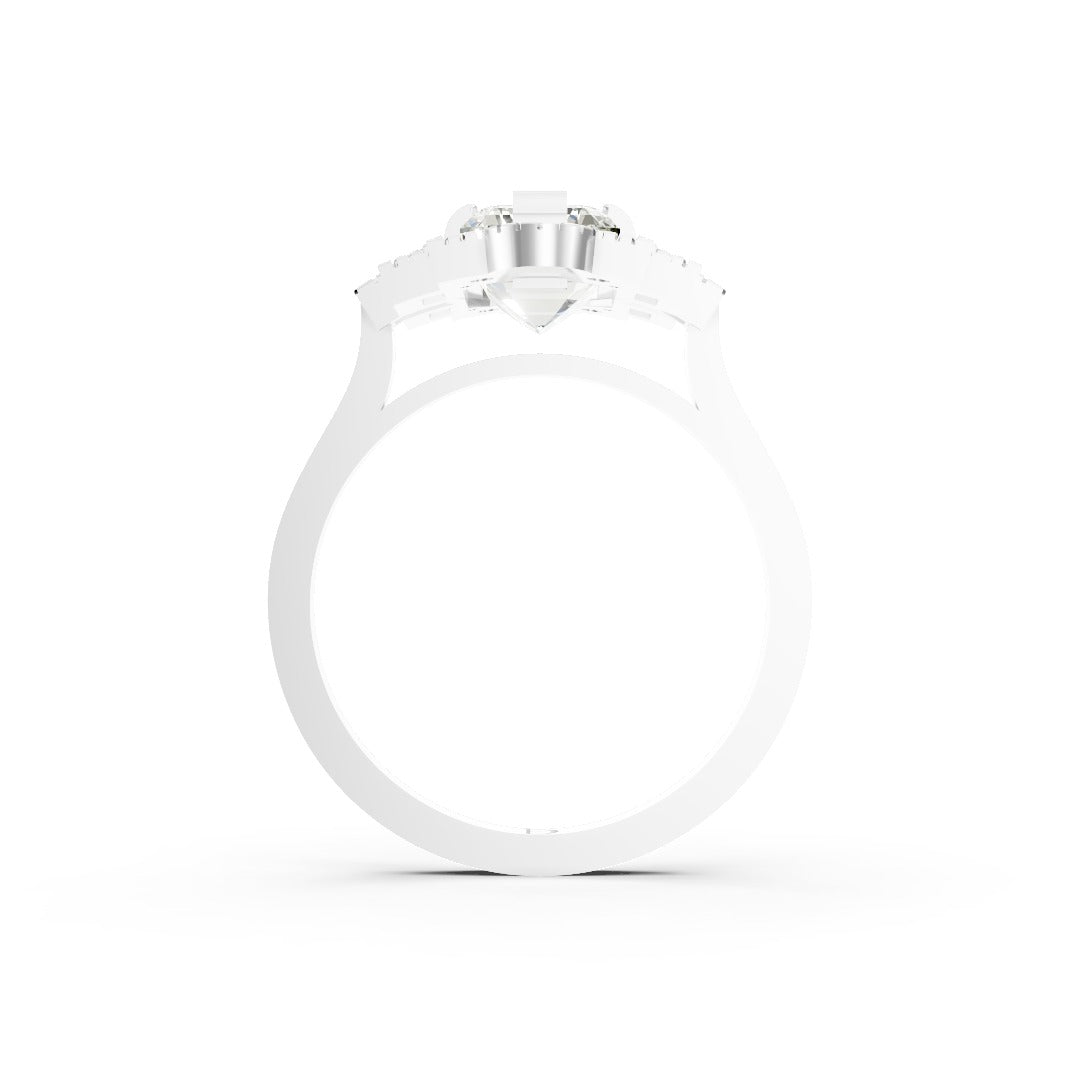 Emerald Cut Lab Diamond Art Deco Ring