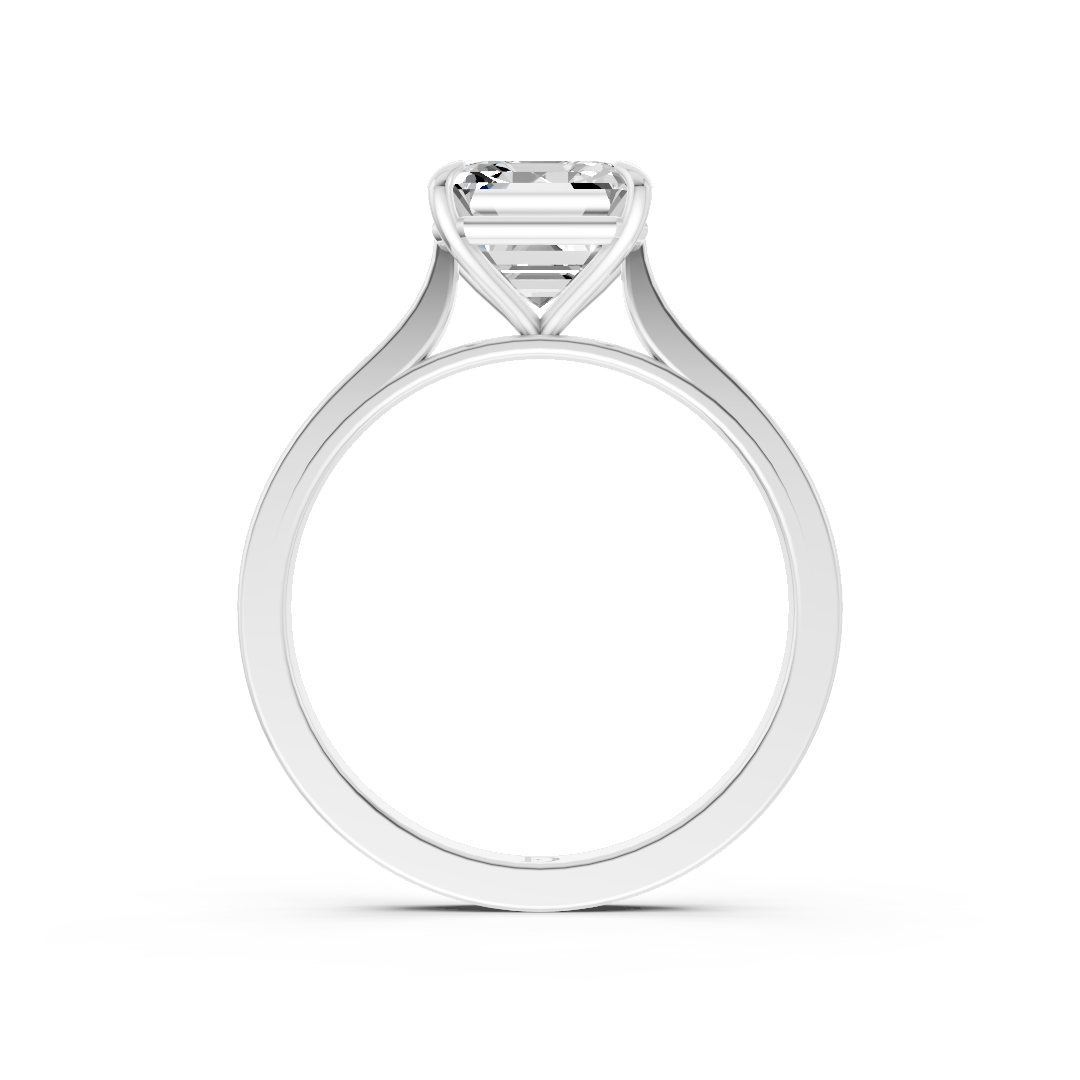 Asscher Solitaire Cathedral Shank Ring