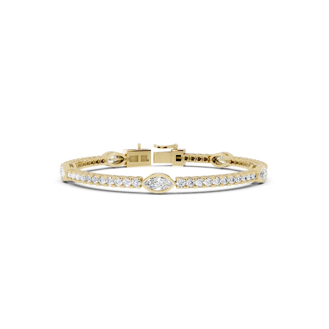 Marquise & Round Cut Lab Diamond Tennis Bracelets