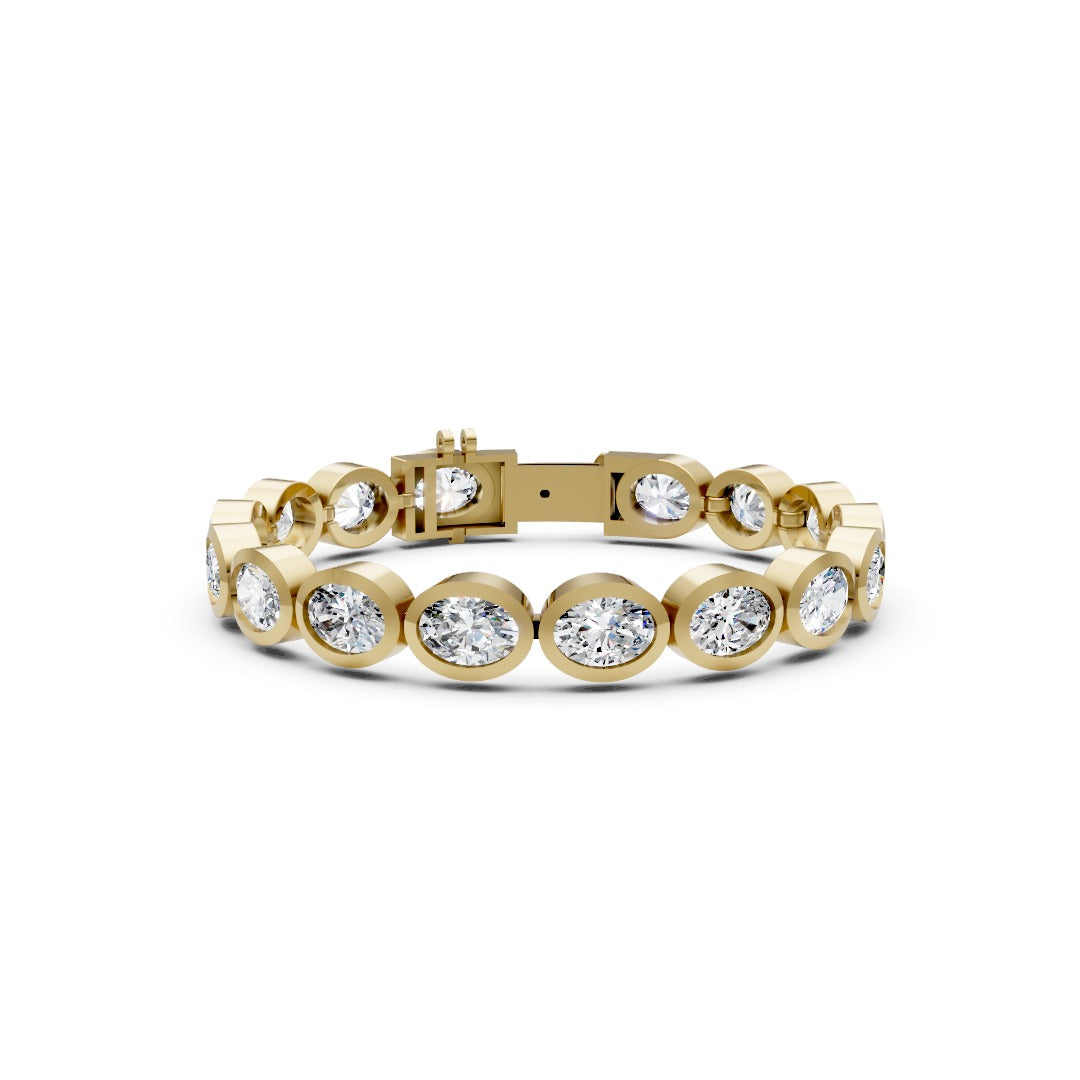 Oval Cut Lab Diamond Bezal Set Tennis Bracelet