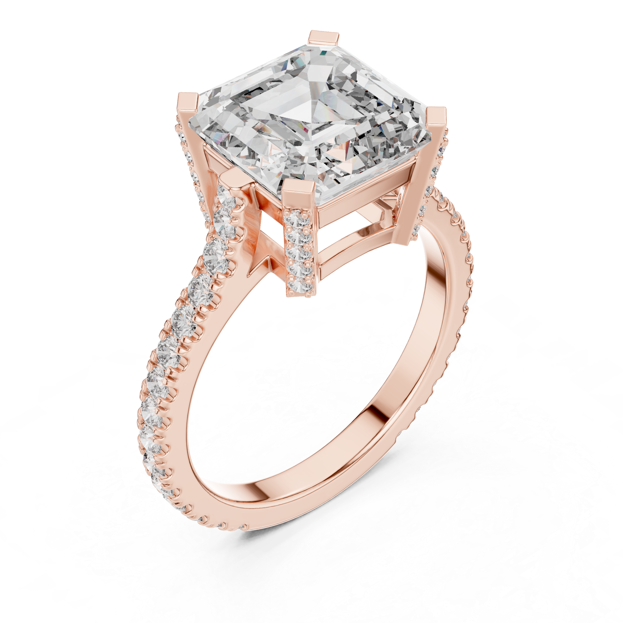 Asscher Cut Geometric Encrusted Ring