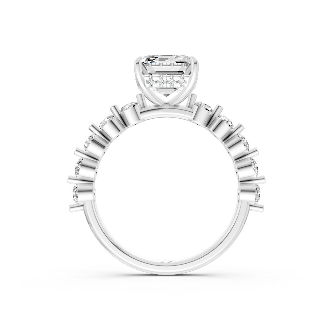 Asscher Diamond Shared Prong Engagement Ring
