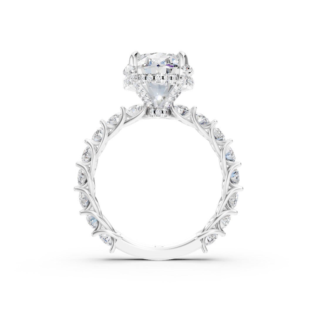 Oval Lab Grown Diamond Engagement Ring with Hidden Halo