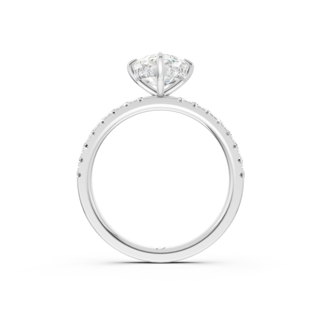 Marquise Cut Hidden Halo Pave Set Ring