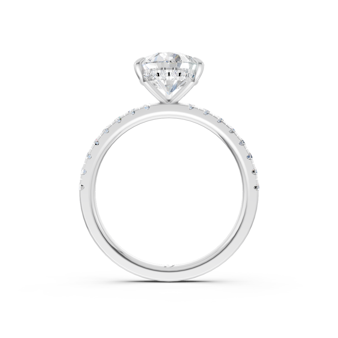 Pear Cut Hidden Halo Pave Set Ring