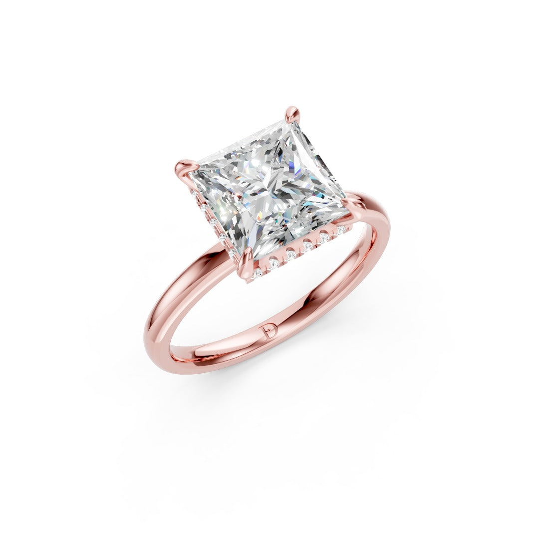 Hidden Halo Princess Cut Diamond Engagement Ring