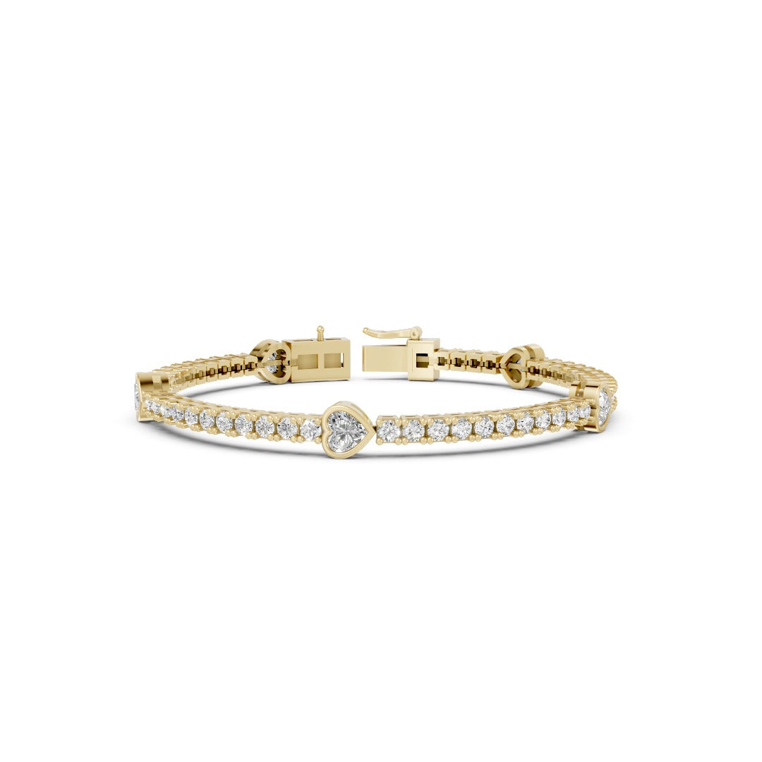 Heart Shape & Round Cut Lab Diamond Tennis Bracelet