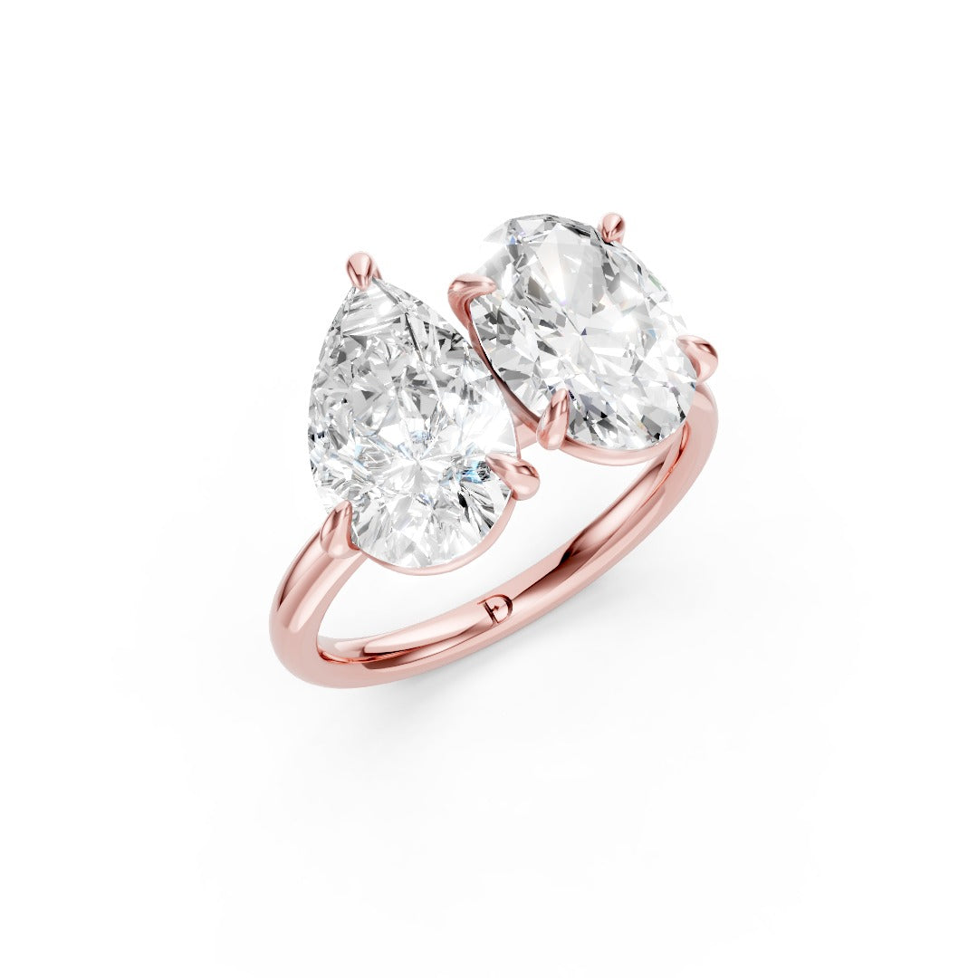 Toi et Moi Pear And Oval Cut Engagement Ring