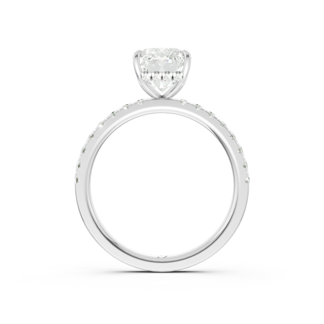 Radiant Cut Hidden Halo Pave Set Ring