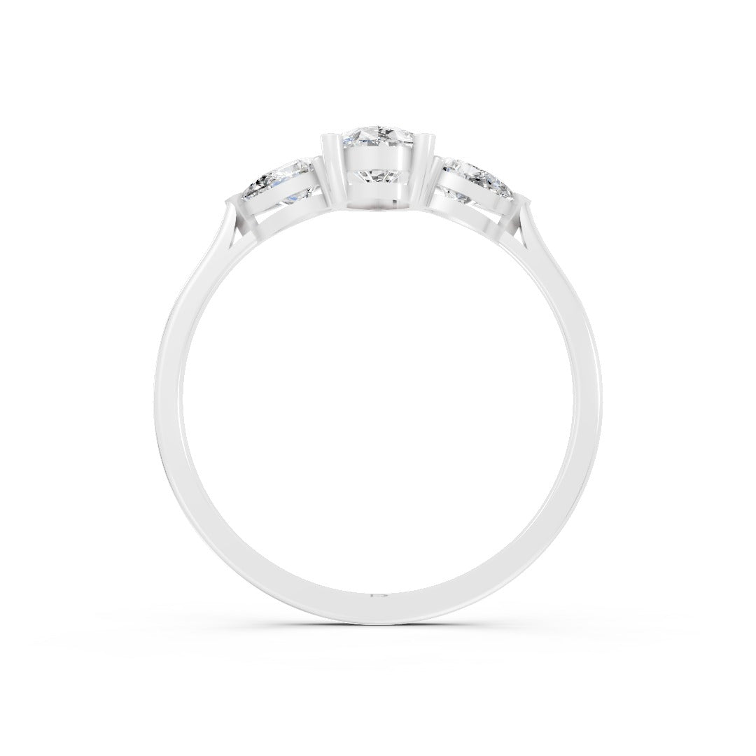 Pear Cut Three Stone Lab Diamond Engagement Ring