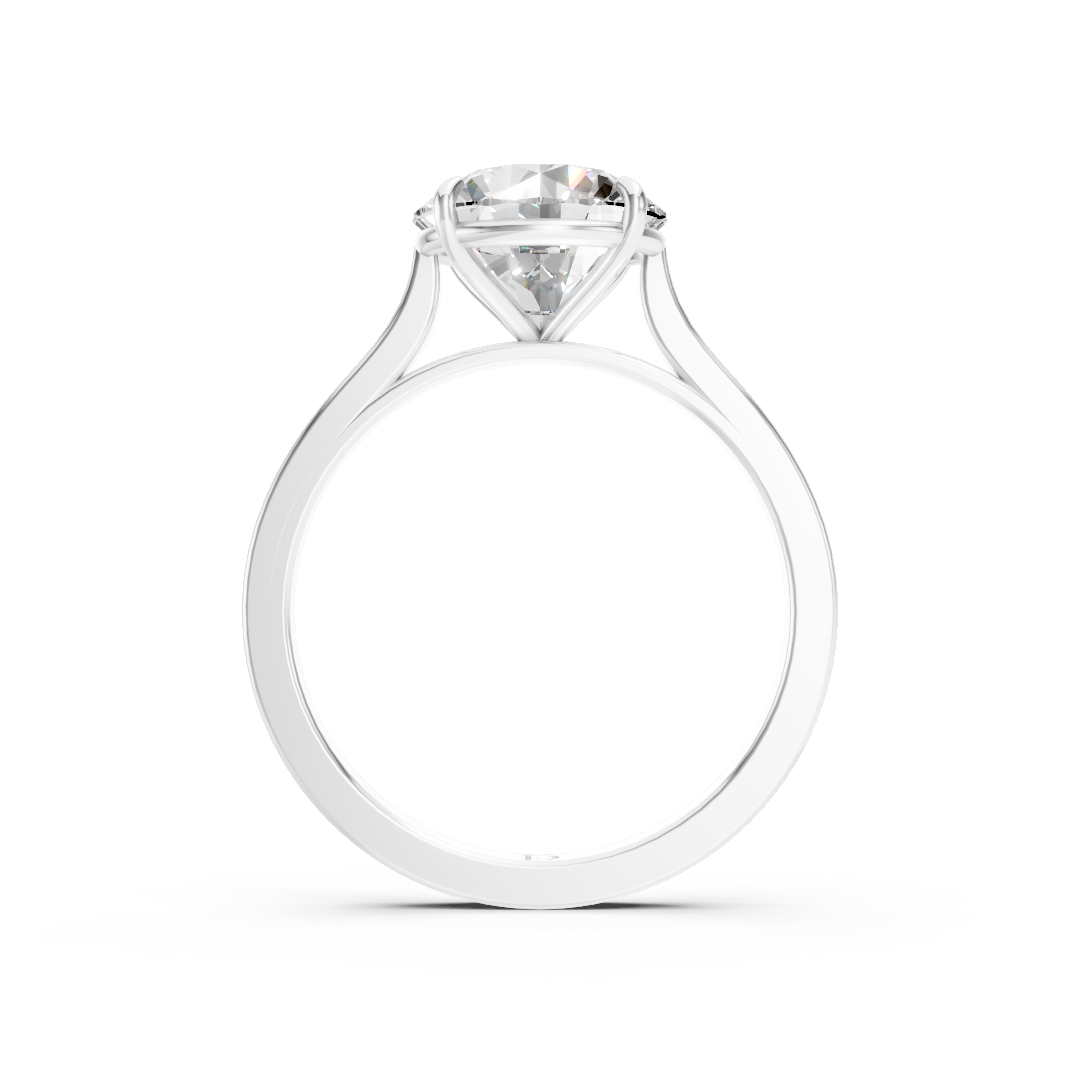 Round Solitaire Cathedral Shank Ring