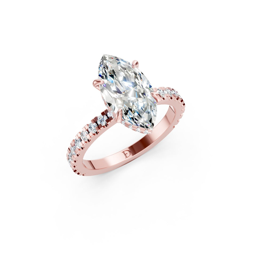 Marquise Diamond With Hidden Halo Anniversary Ring