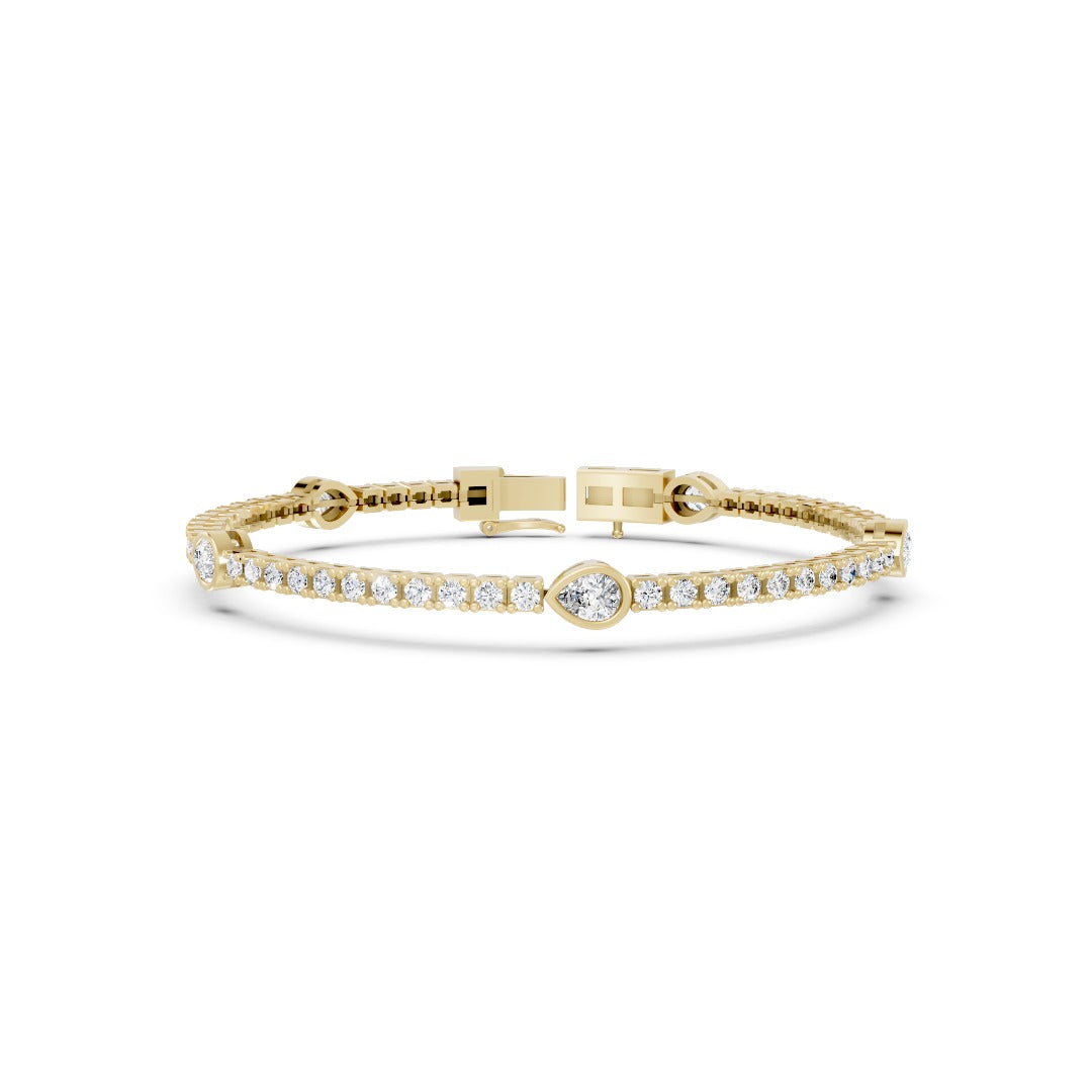 Pear & Round Cut Lab Diamond Tennis Bracelet
