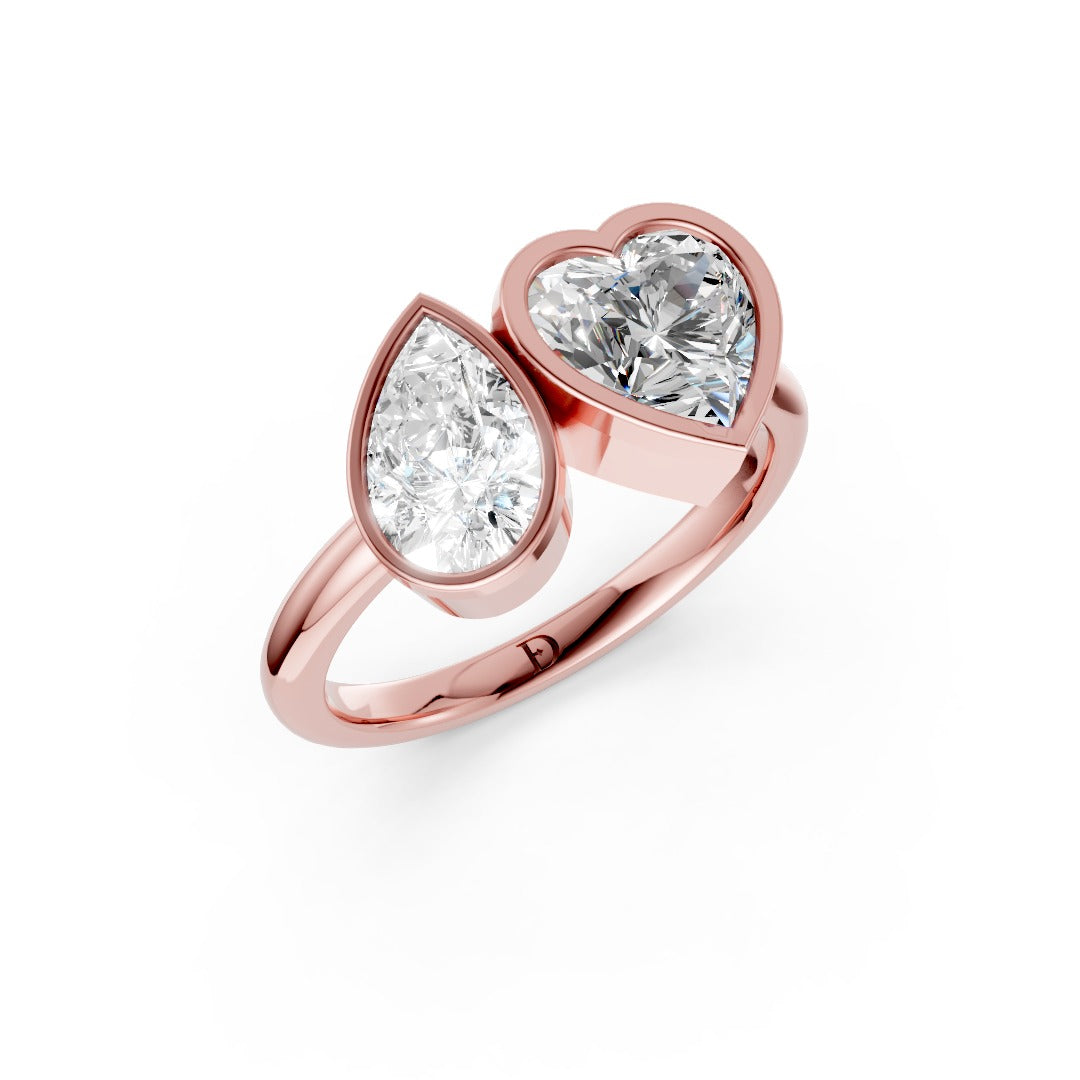Toi at Moi Bezel Set Pear And Heart Cut Diamond Anniversary Ring