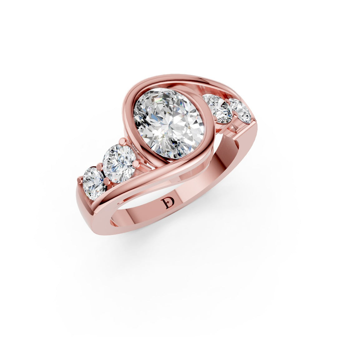 Unique Five-Stone Oval And Round Diamond Ring