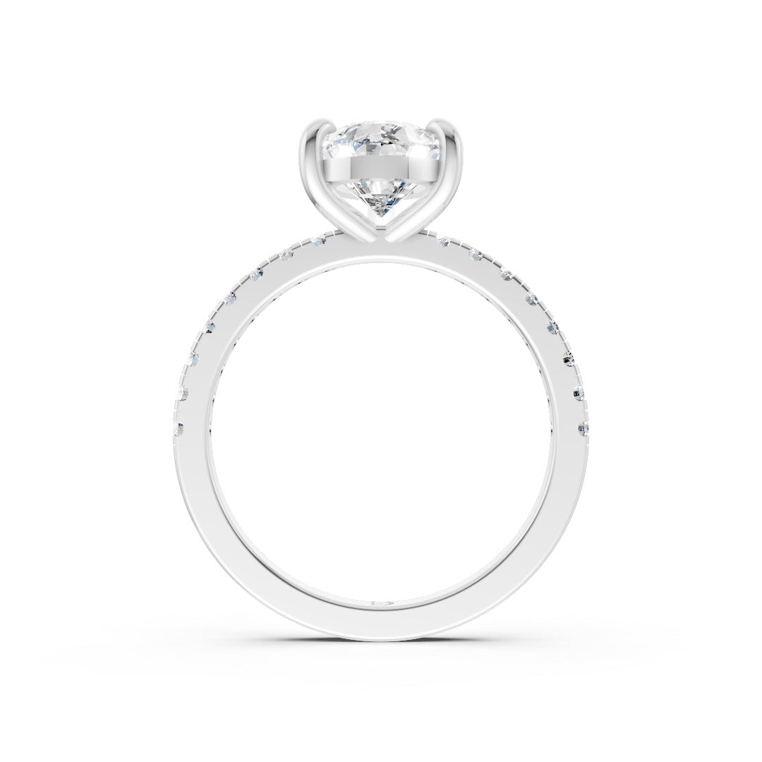 Pear Shaped Lab Grown Diamond Halo Pave Ring