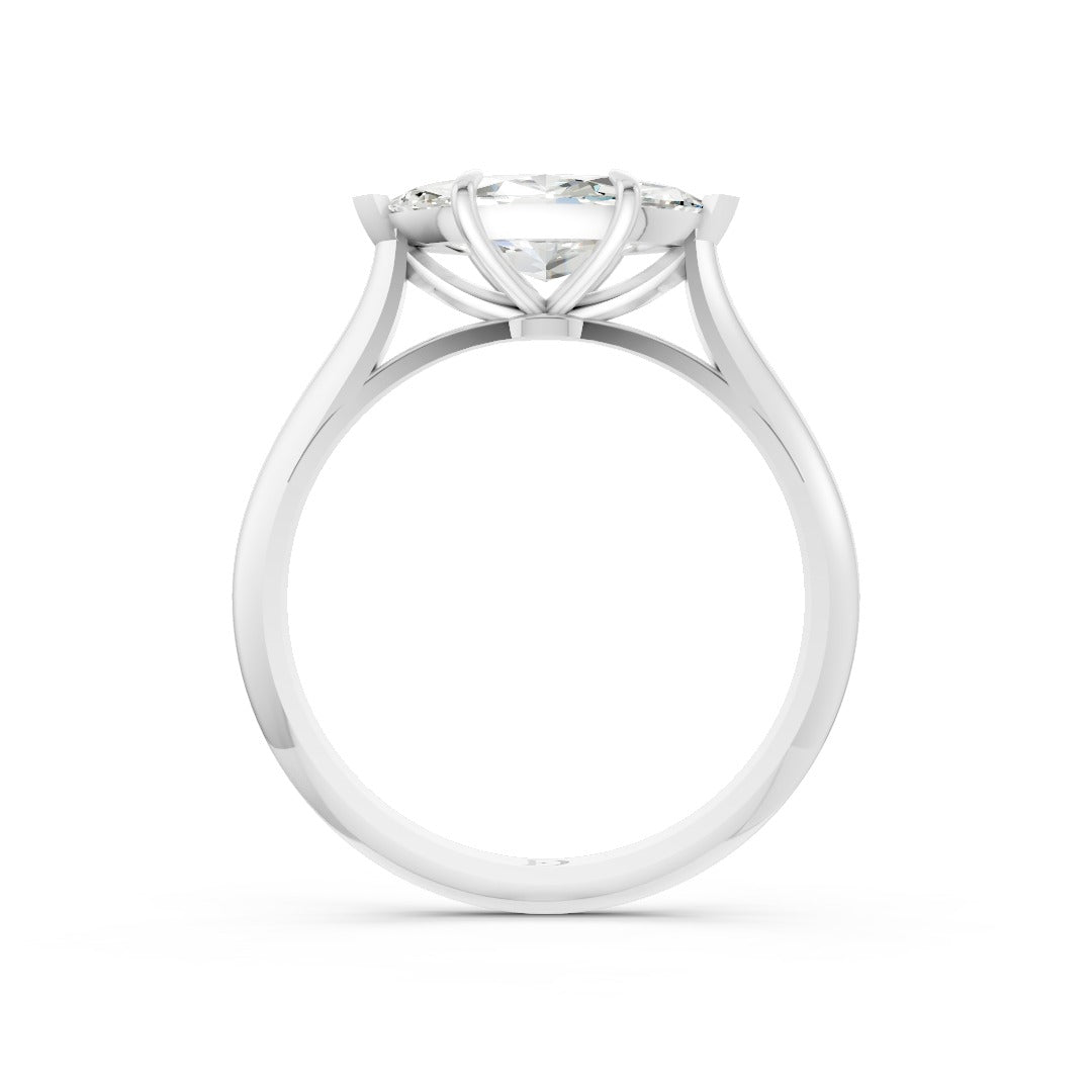 East West Marquise Solitaire Cathedral Engagement Ring