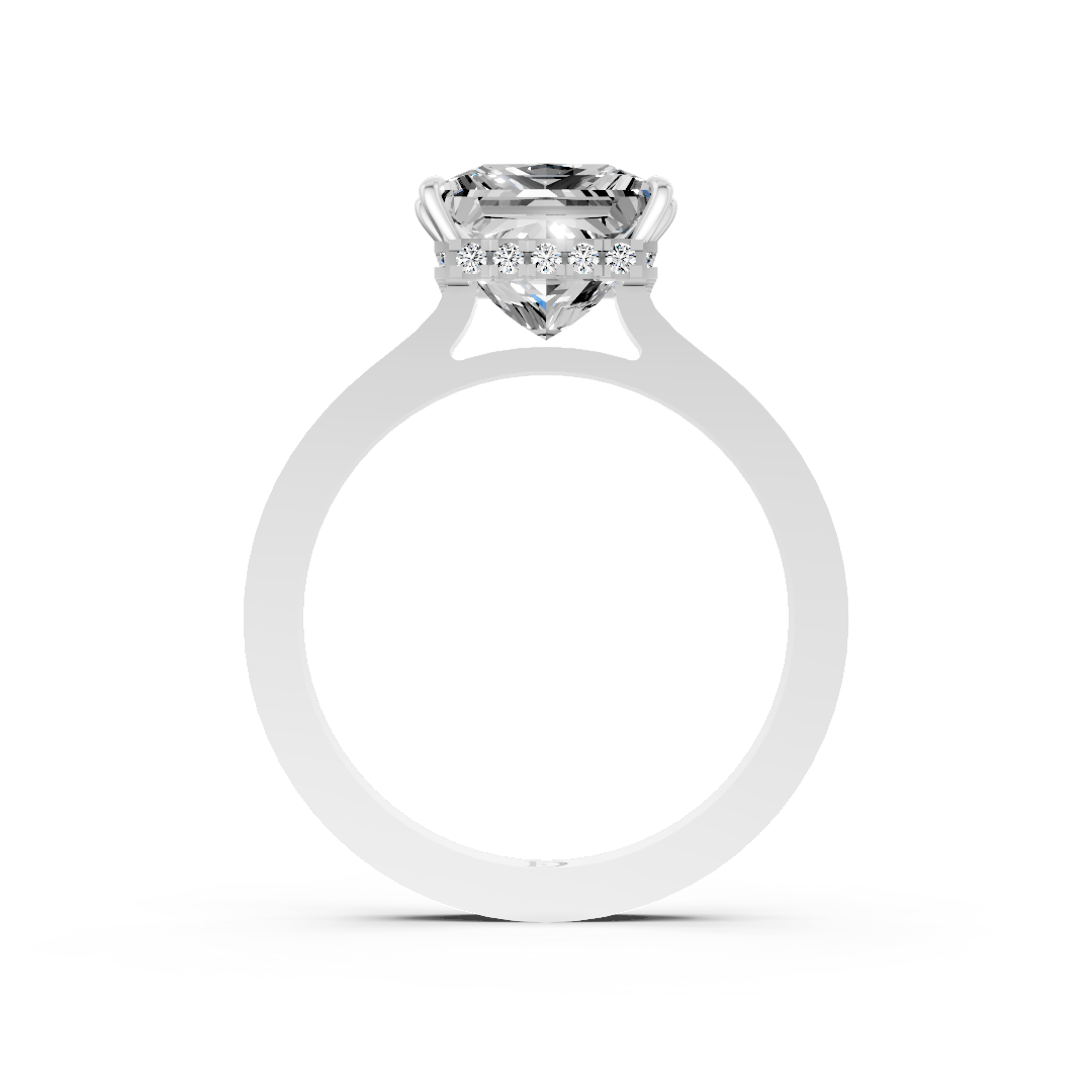 Princess Solitaire Diamond Hidden Halo Ring